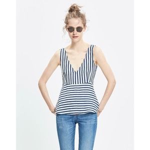 Madewell Blue Rivet & Thread Japanese Indigo Stripe Top Sz 0